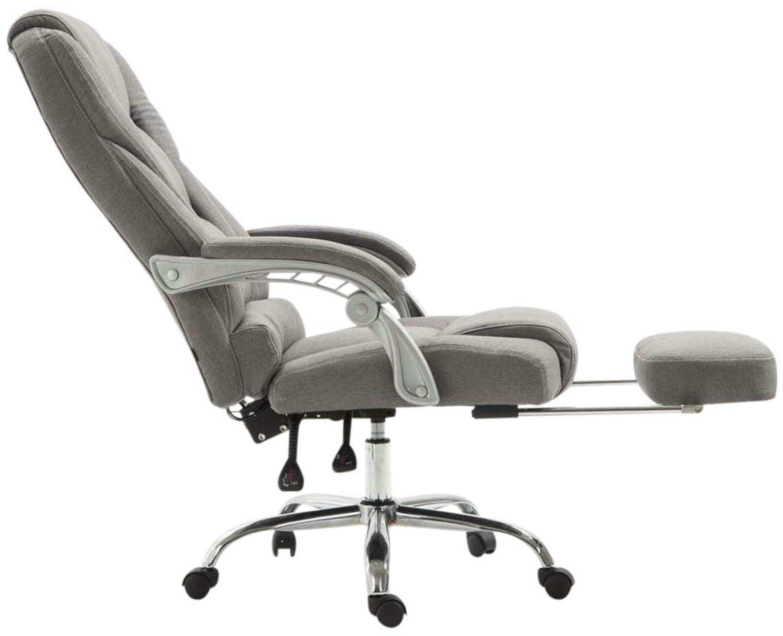 CHEFSESSEL Stoff grau - Chromfarben/Grau, Textil/Metall (68/118/64cm) - CLP