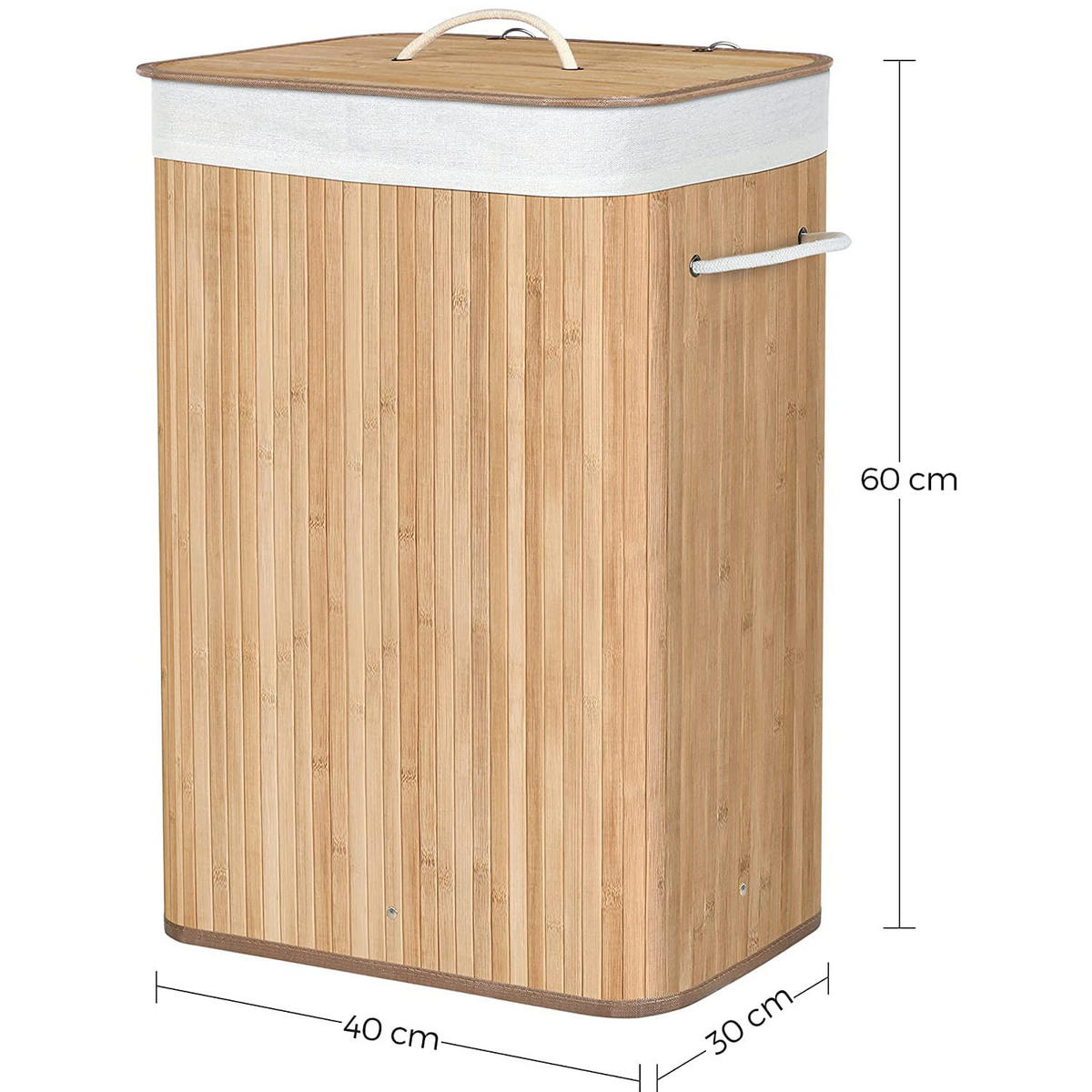 WÄSCHEKORB Natur 40x30 cm LCB10Y Faltbar - Naturfarben, Metall (40/60/30cm)