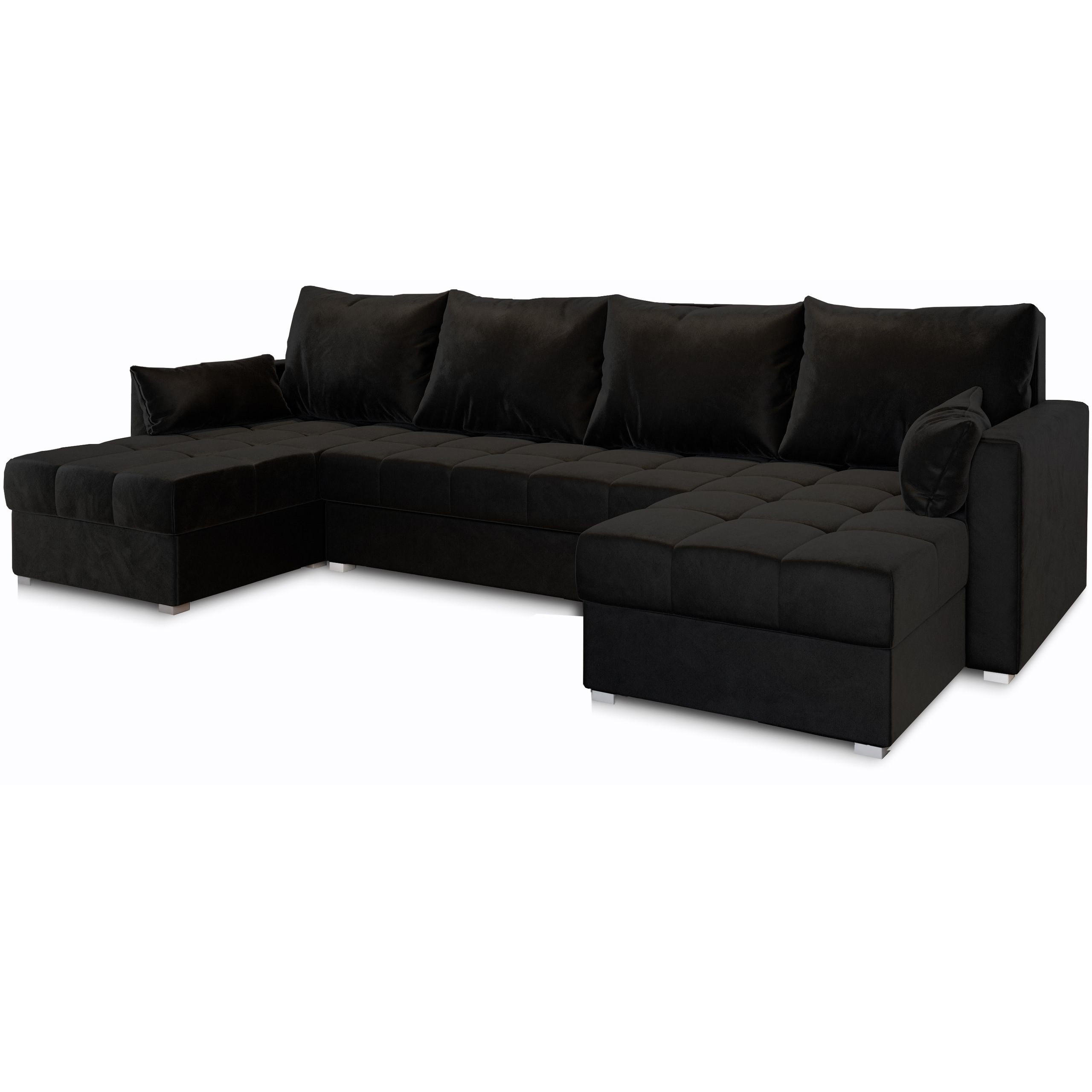 ROHOVÁ SEDAČKA NAKO černá - šedá/černá, dřevo/textil (285/140cm) - MASSENO