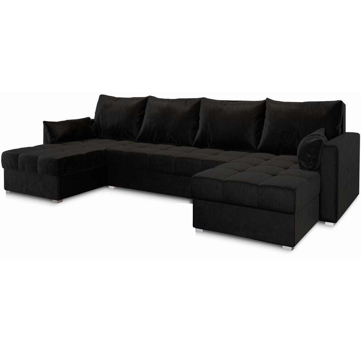 ROHOVÁ SEDAČKA NAKO černá - šedá/černá, dřevo/textil (285/140cm) - MASSENO