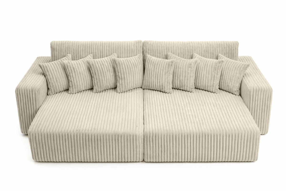 SCHLAFSOFA, Cordstoff Tilia, Ecru, PIANO DOUBLE - Ecru, Holz (246/83/145cm) - Kaiser Möbel