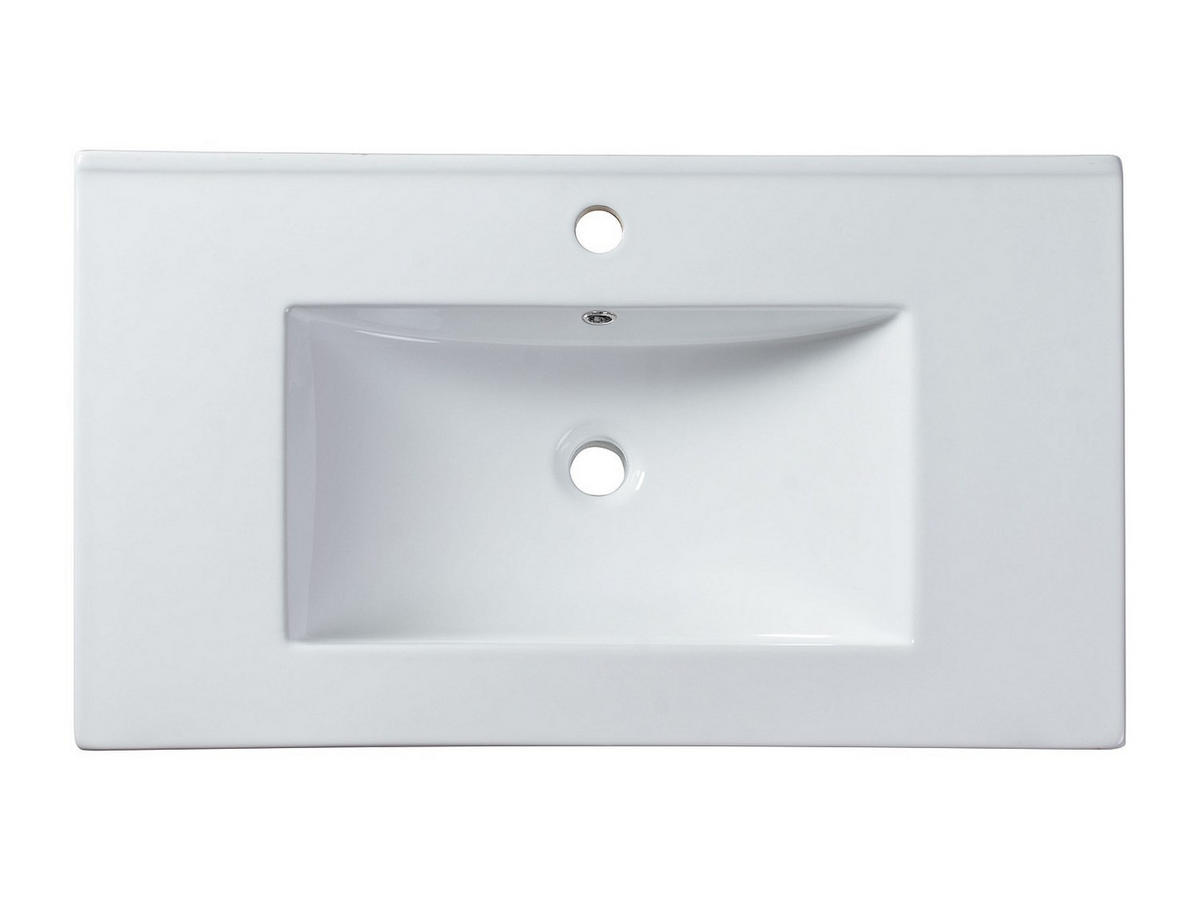 EINBAUWASCHBECKEN rechteckig - 81 x 46,5 cm - Keramik - Weiß - MOTIAC - Weiß, Keramik (81/17/46.5cm) - Vente-Unique