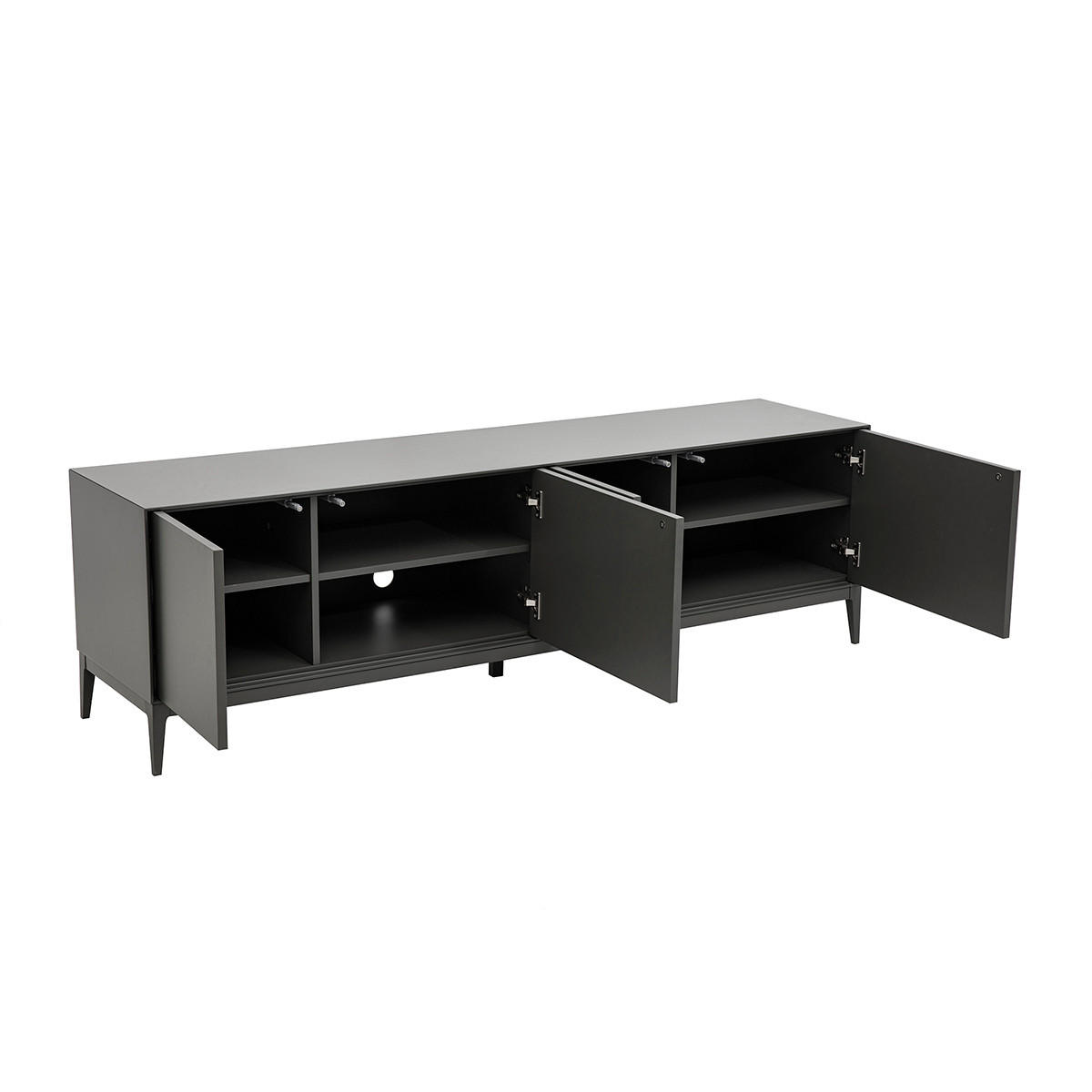 TV-MÖBEL in glänzendem Grau mit Aufbewahrung L180 cm GRAY - Grau, Kunststoff (42/43.7/180cm) - Miliboo