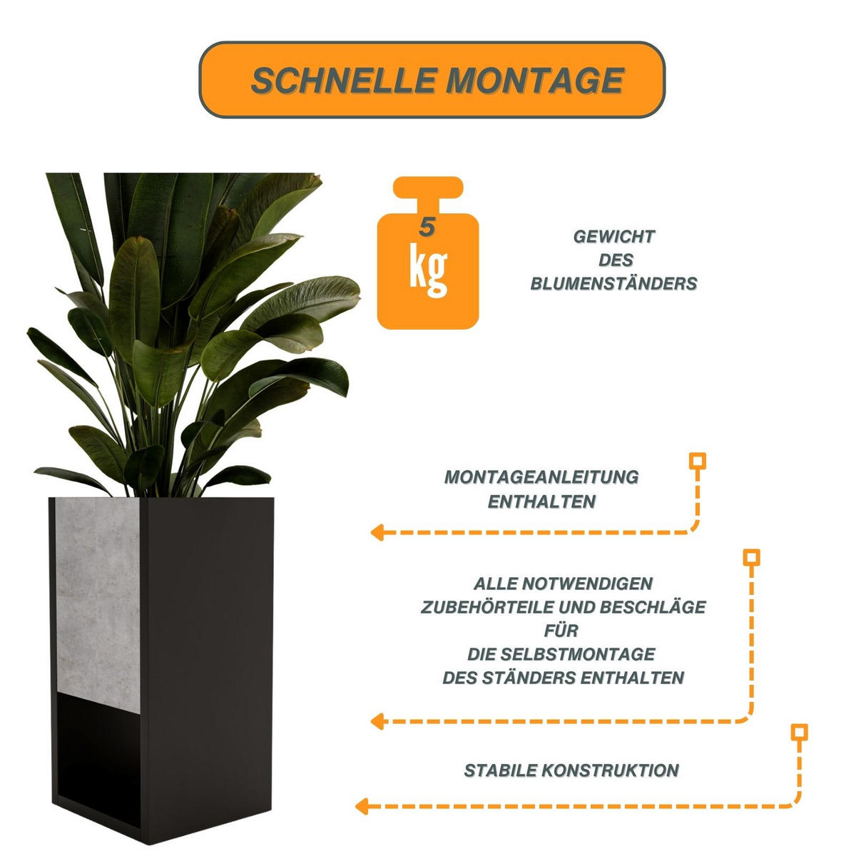 BLUMENKASTEN - Grau, Holzwerkstoff (23/45/23cm) - RAUMHIRSCH FURNITURE
