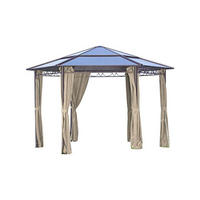 PAVILLON Sion 6-eckig Beige Kunststoff Gartenpavillon Gartenlaube - Beige, Kunststoff (395/270/395cm) - DELUKE