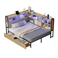 DAYBETT Natur 140x200 LED USB Type-C Schubladen Stauraum - Naturfarben, Metall (140/200cm) - FLIEKS