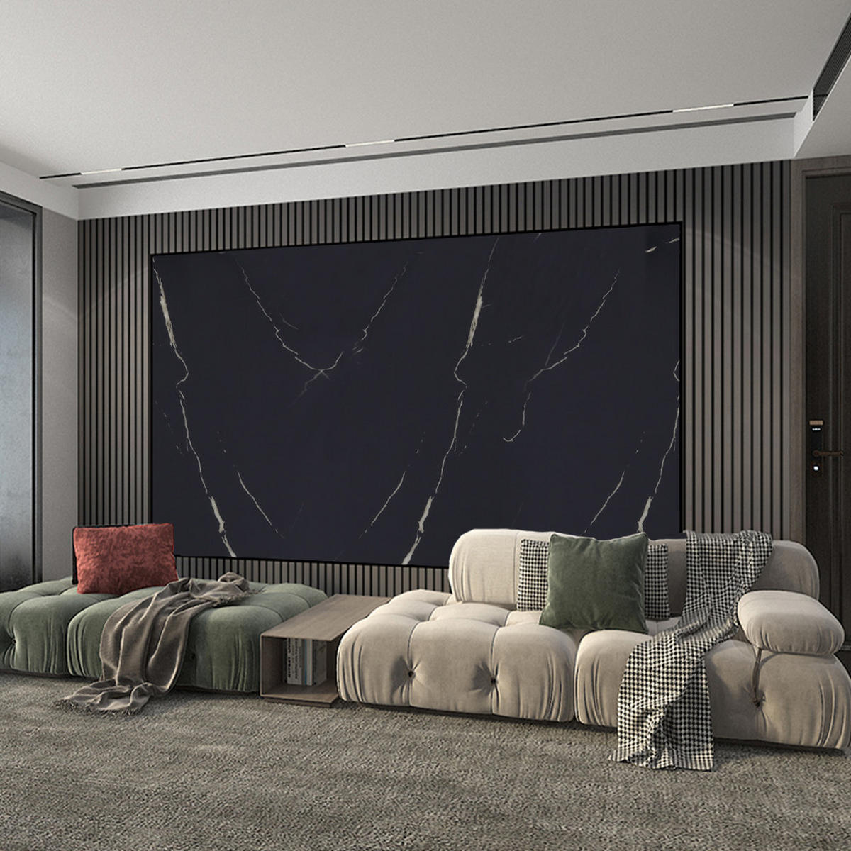 WANDPANEELE 1.8m²/10-TLG. Wasserdicht Selbstklebend Marmormuster Schwarz - Schwarz, Kunststoff (30/60/0.2cm) - Livingandhome