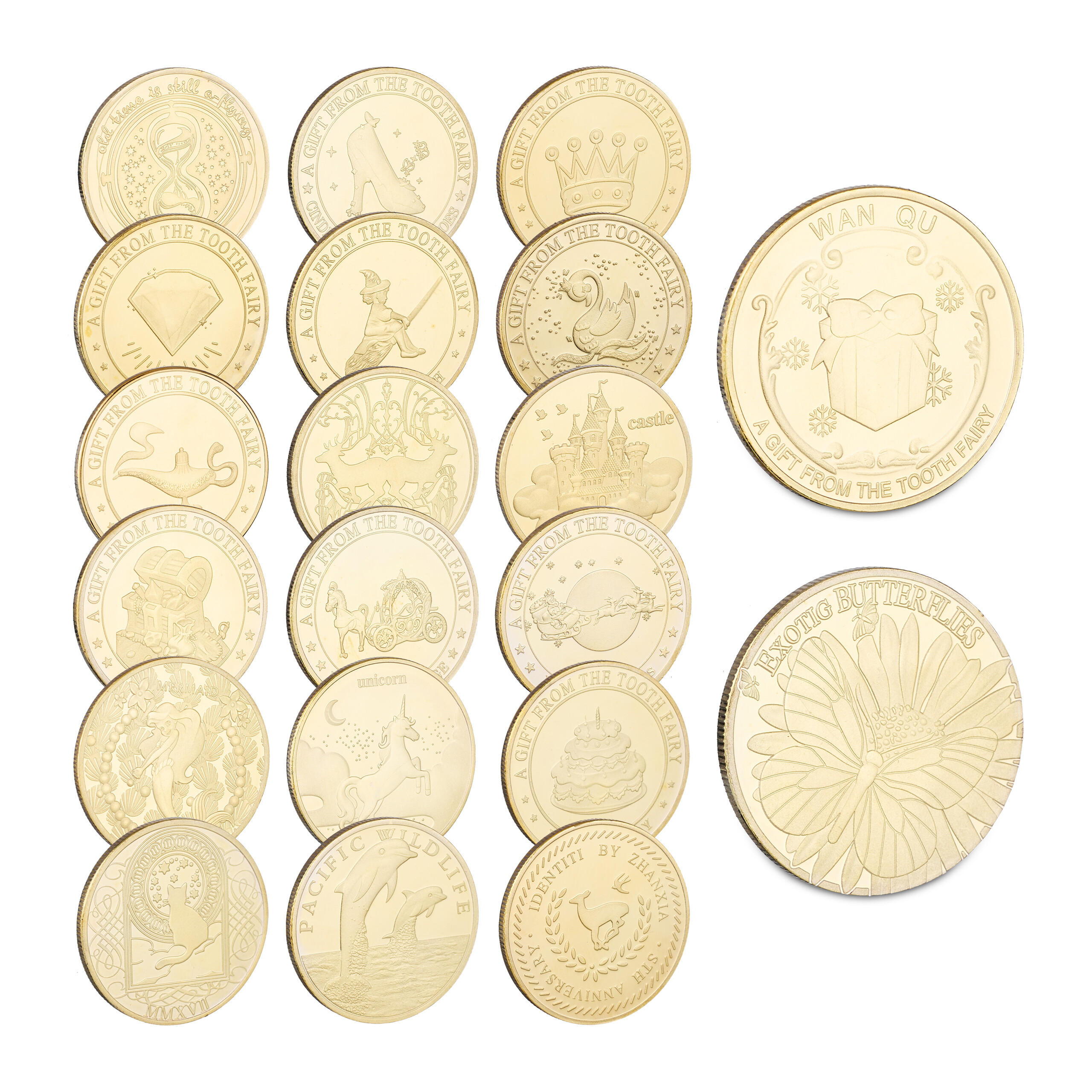 20XMINCA zubnej víly - zlatá, kov/plast (4/0.2/4cm) - Relaxdays