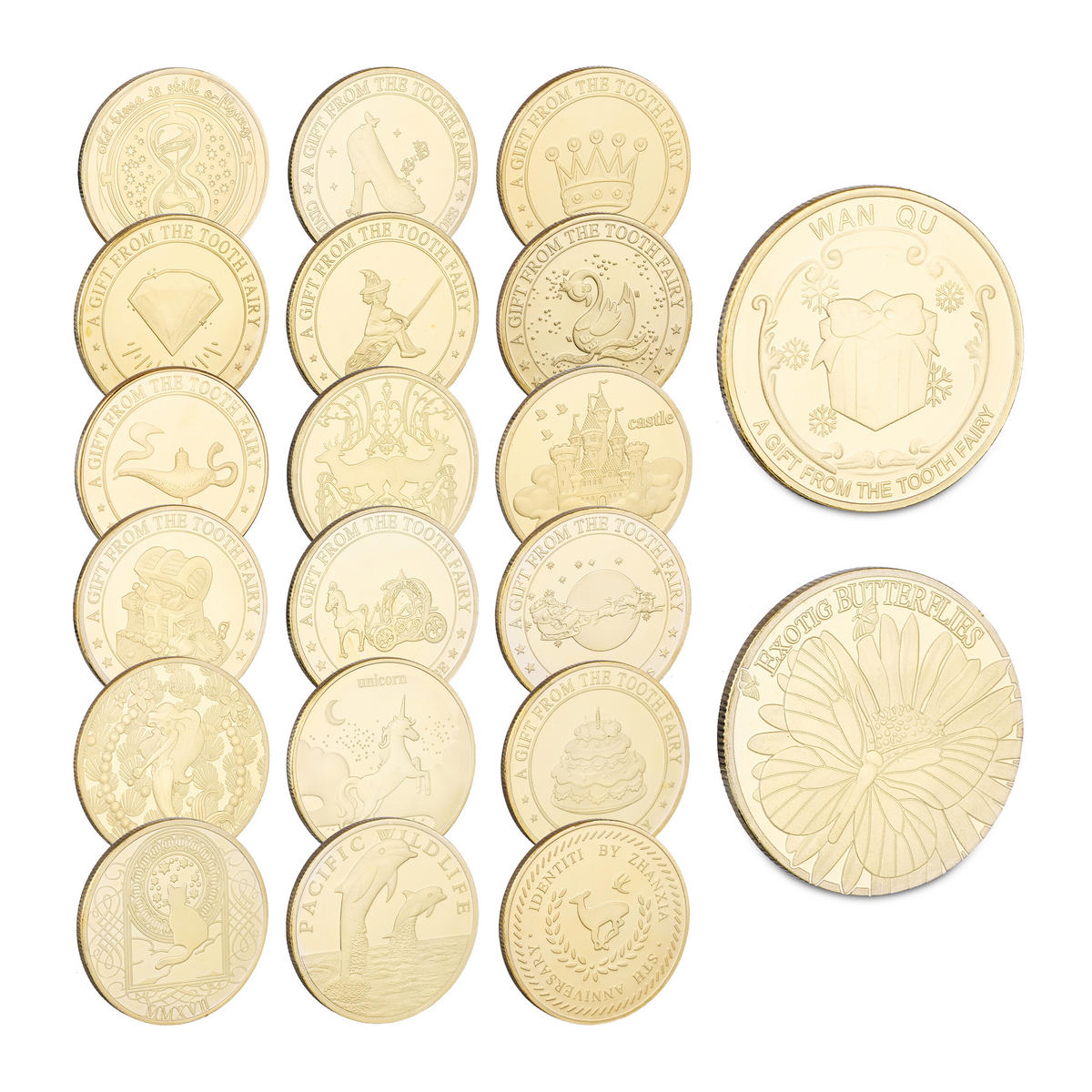 20XMINCA zubnej víly - zlatá, kov/plast (4/0.2/4cm) - Relaxdays