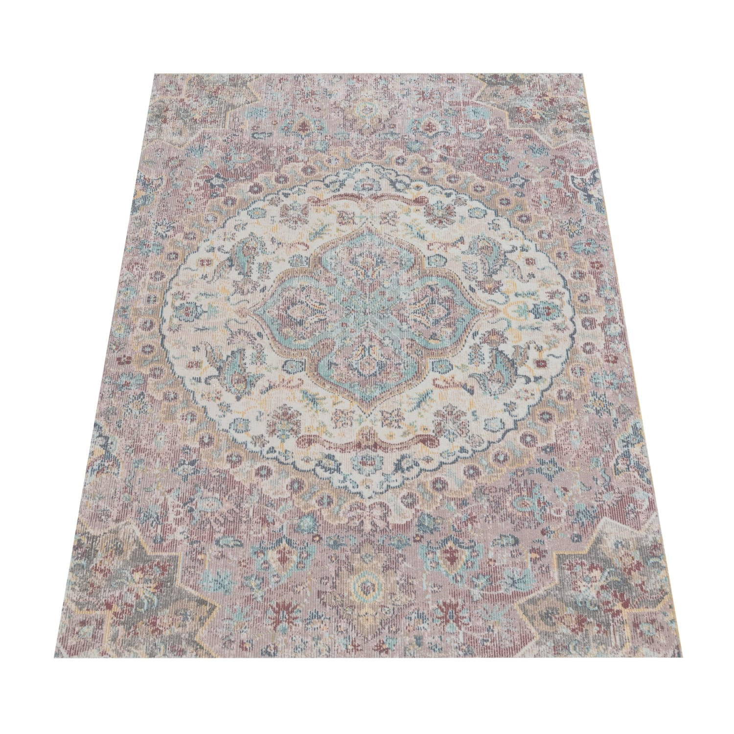 OUTDOOR Teppich Orientalisch Vintage Balkon, Terrasse schmutzabweisend Pink Rechteckig 140x200 - Rosa, Textil (140/200cm) - KADIMA DESIGN