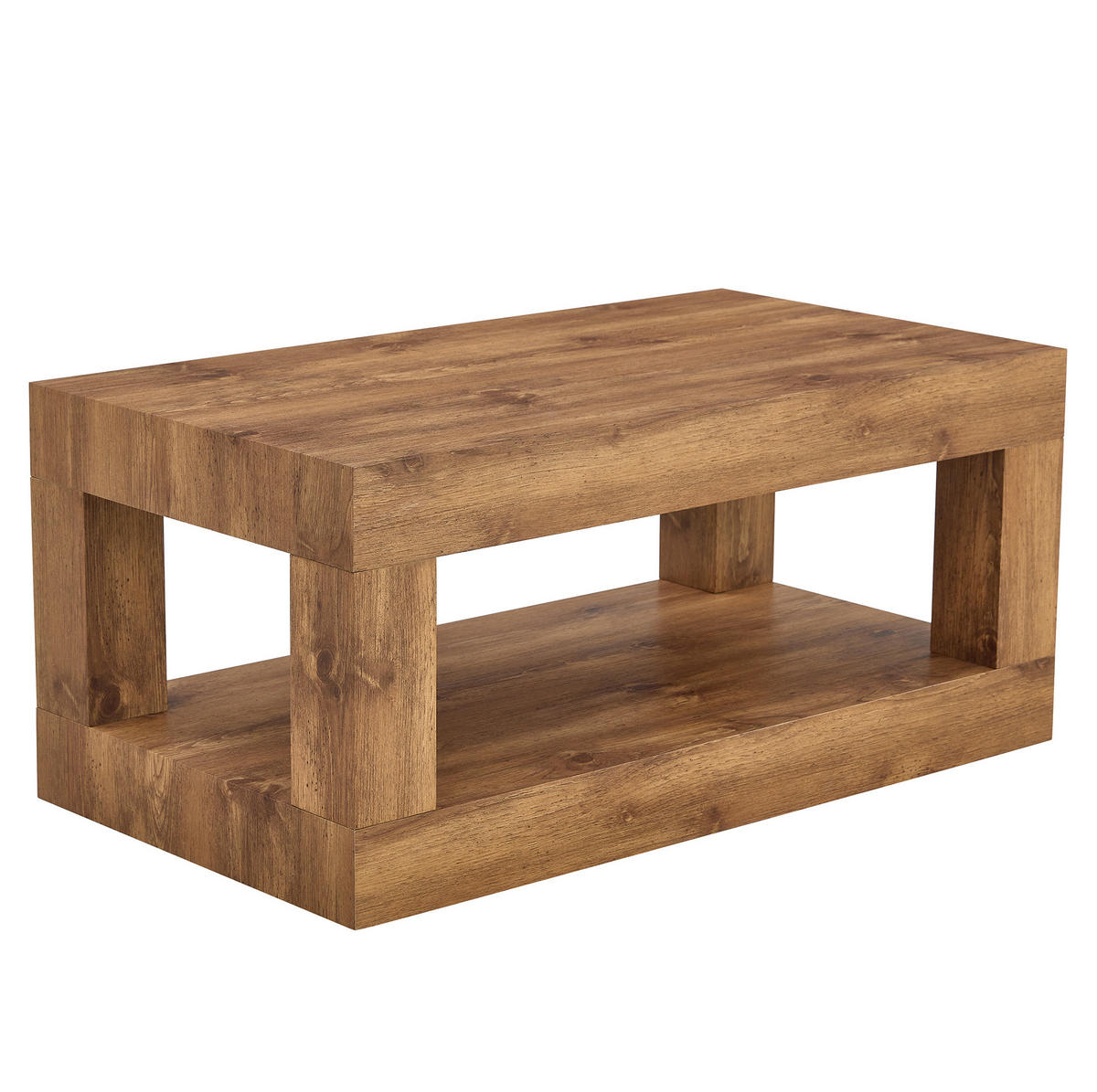 COUCHTISCH 93/53/46 cm mit 2 Ebenen, offenem Ablagefach und bodenschonenden Filzgleitern, Naturholz - Naturfarben, Holzwerkstoff (93/53/46cm) - Redom