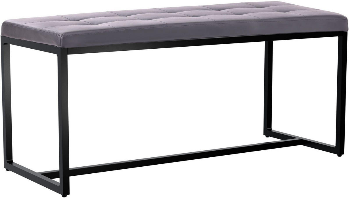 SITZBANK 100/40 cm Kunstleder grau - Schwarz/Grau, Textil/Metall (100/48/40cm) - CLP