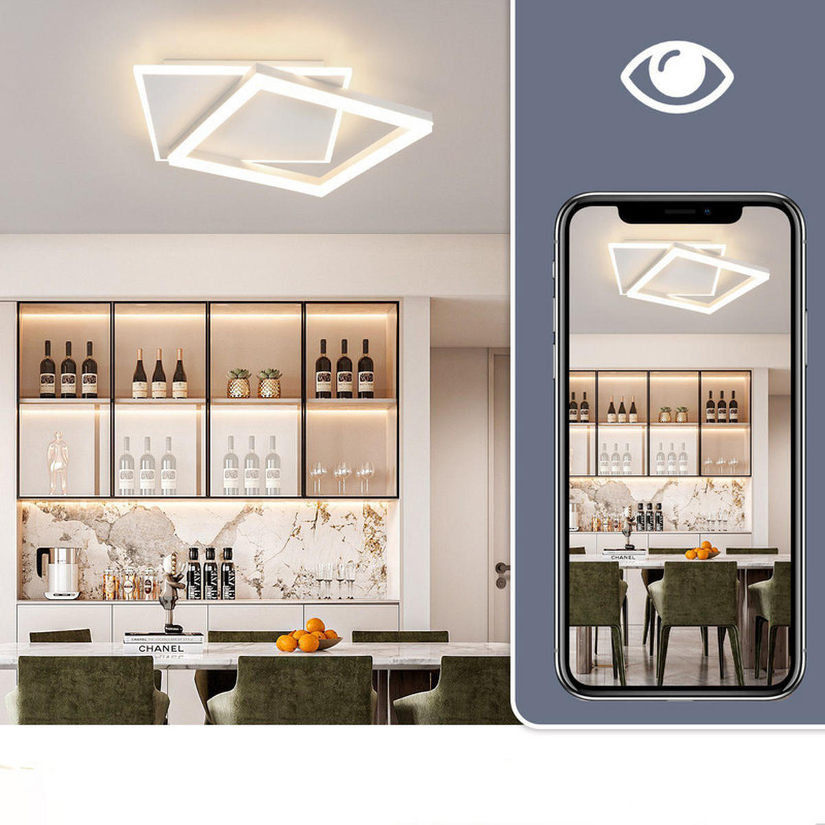 LED-DECKENLEUCHTE Lena 43.5/41/6 cm - Weiß, Metall (48.5/47.5/6cm) - ZMH