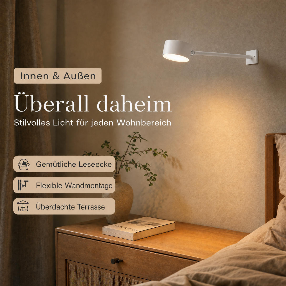 LED-AKKU-STEHLEUCHTE 3 in 1 Weiß Höhe bis zu 120 cm Metall - Weiß, Metall (16/16/120cm) - Northpoint