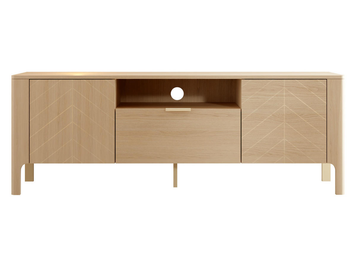 TV-LOWBOARD Malumi MM05 2D1SZ - Eichefarben/Goldfarben, Holzwerkstoff/Metall (160/58/41cm) - MIRJAN24