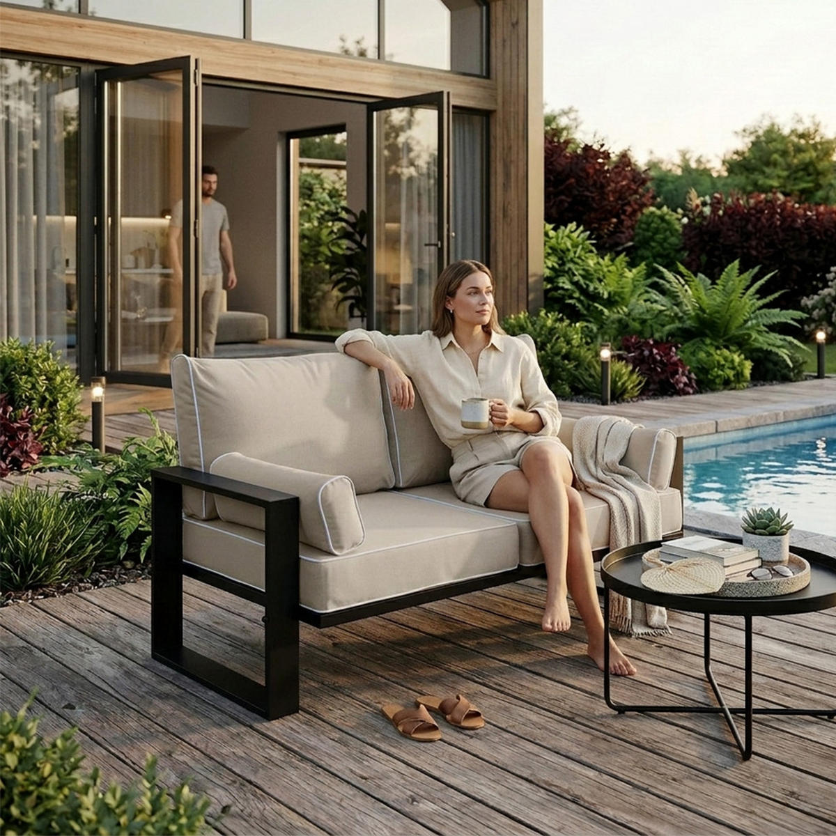 LOUNGESOFA 2-Sitzer Verdino mit Metallrahmen 150 cm grau - Grau, Metall (150/90/87cm) - Beautysofa