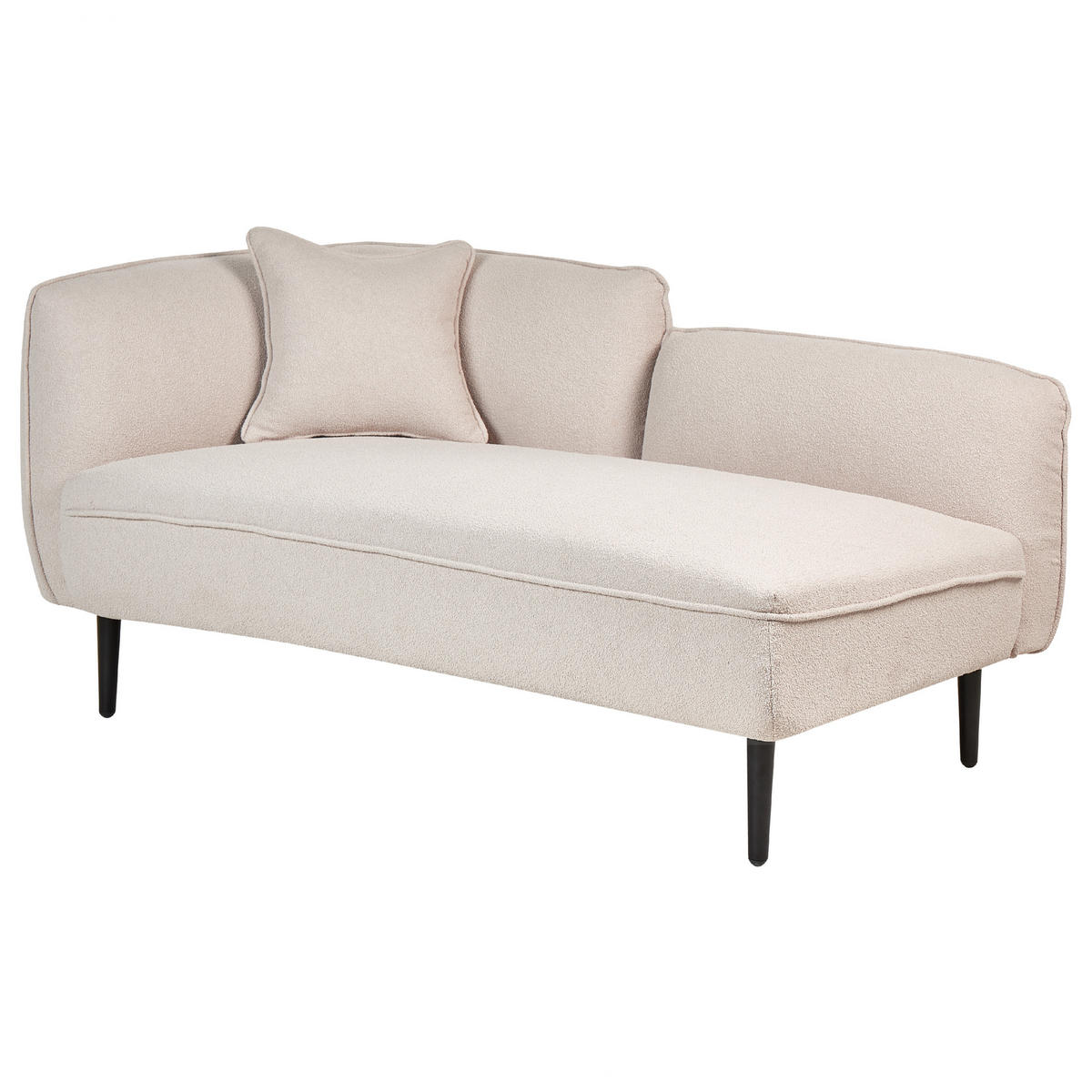 CHAISELONGUE Bouclé hellbeige linksseitig Chevannes - Beige/Schwarz, Textil (138/74/77cm) - Beliani