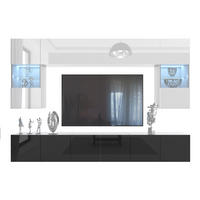 WOHNWAND Milano 1, Weiß/Schwarz Hochglanz, 300 cm, Grifflos - Weiß, Holz (300/155/36cm) - B BELINI GROUP