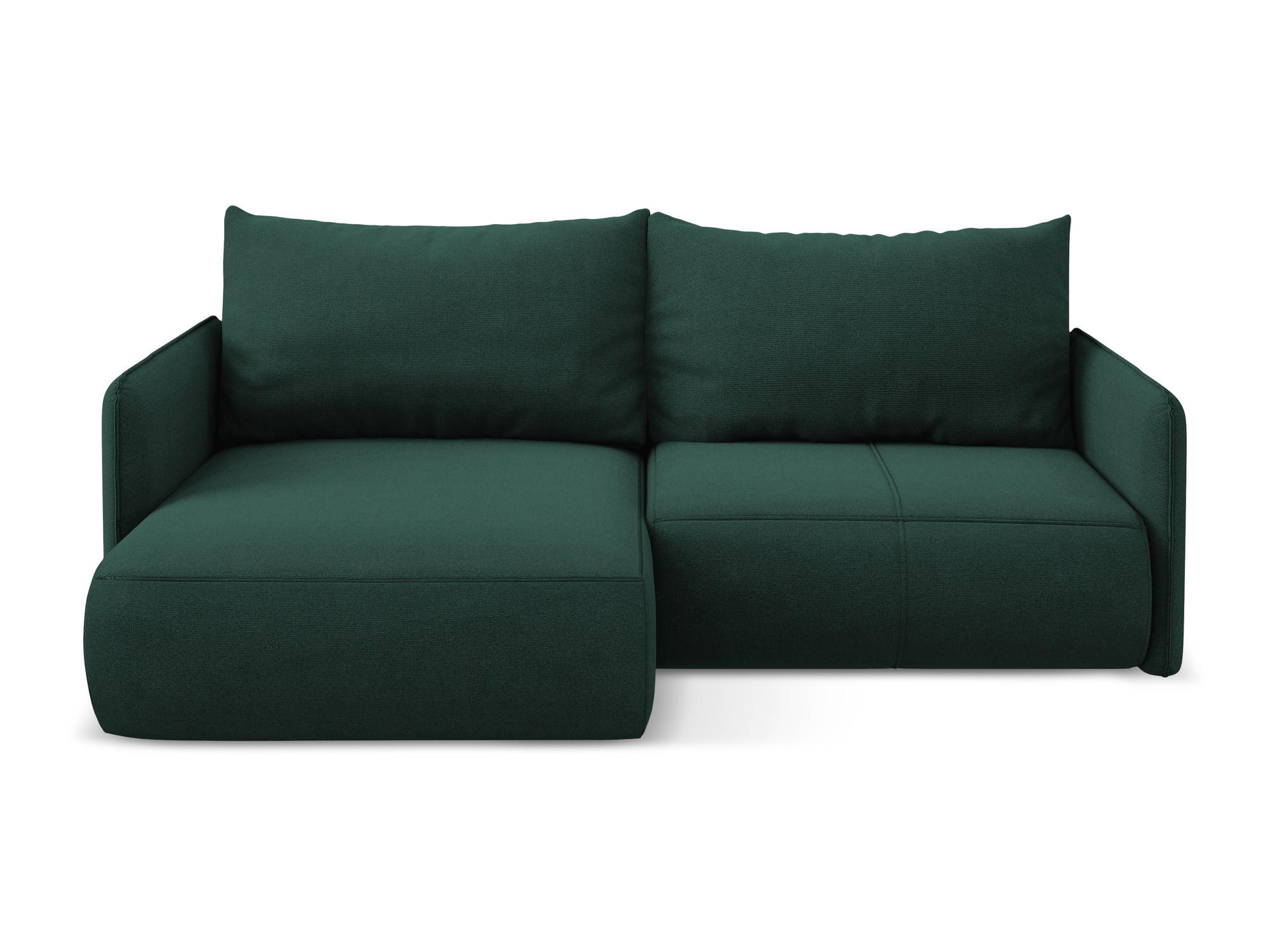 ECKSOFA mit Schlaffunktion Strukturstoff Stoff Grün - Dunkelgrün/Schwarz, Kunststoff/Textil (148/207cm) - Makamii