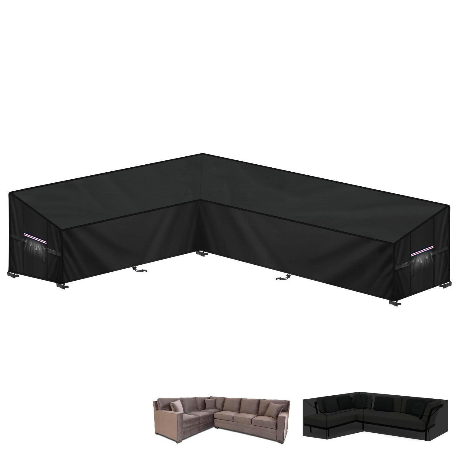 ABDECKHAUBE Loungemöbel L-Form 190x280x90x80/60cm Wasserdicht - Schwarz, Kunststoff (1/1/1cm)