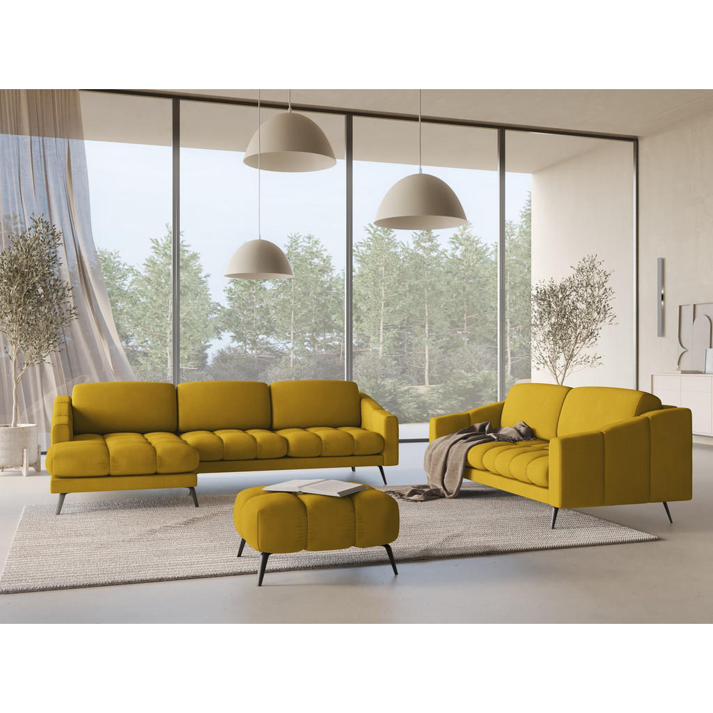 Thumbnail - Makamii Ecksofa, Currygelb, Textil, 3-Sitzer, Füllung: Schaumstoff, L-Form, Ottomane links, 264x160 cm, Made in EU, Wohn...
