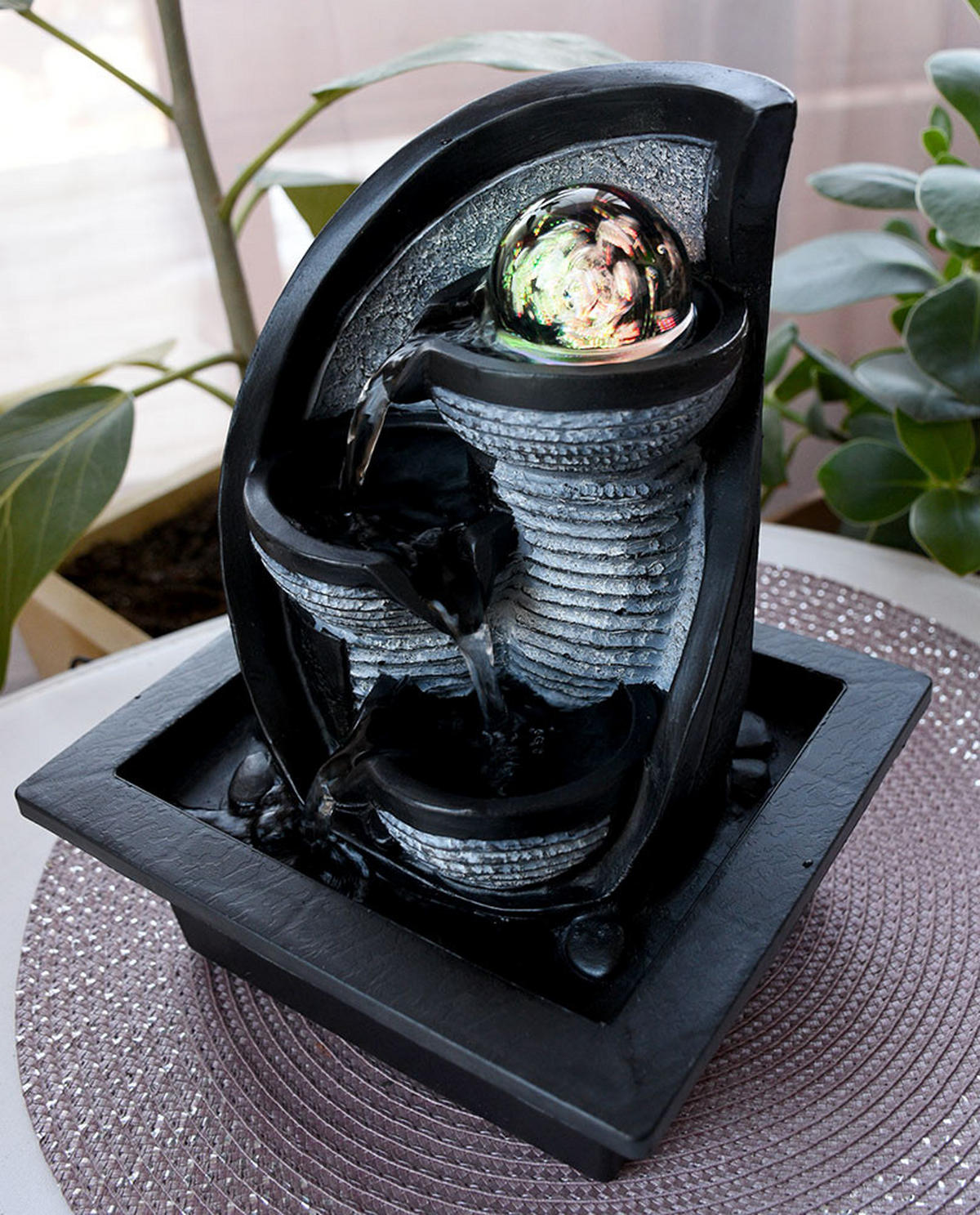 LED TISCHLEUCHTE Albert Grau Steinoptik - Grau, Kunststoff (21/17.5/25.5cm) - Globo Lighting