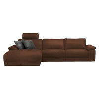 ECKSOFA XL MOTOR. RELAXFUNKTION LOLA Braun Leder - Dunkelbraun/Schwarz, Leder (304/178cm) - KAWOLA