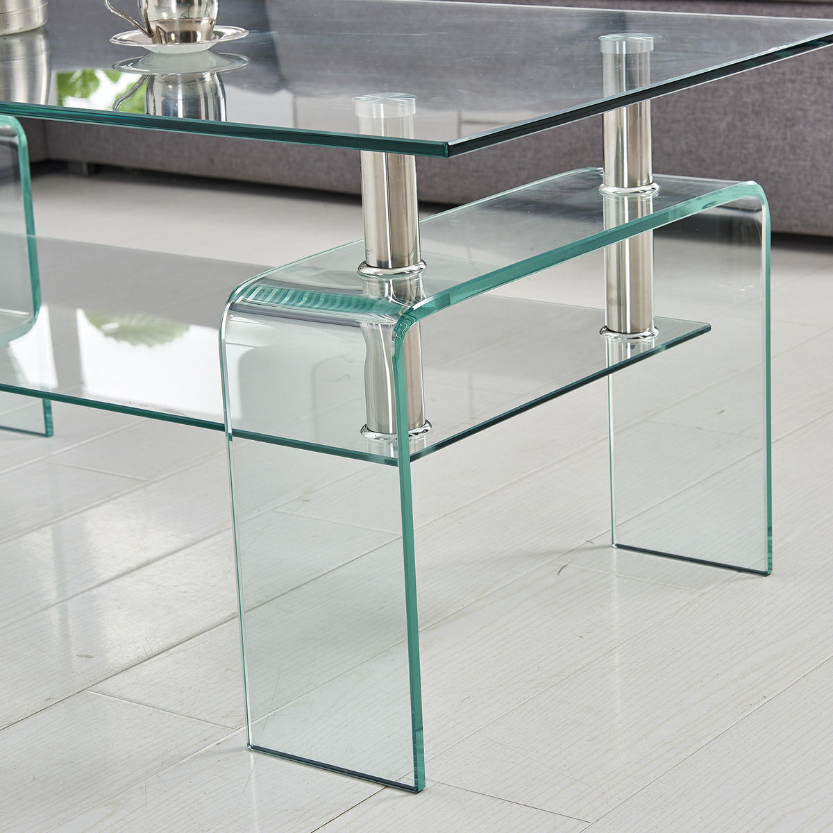 COUCHTISCH Transparent 100/55/45 cm aus Glas - Klar, Glas (55/100/45cm) - PANGIVO