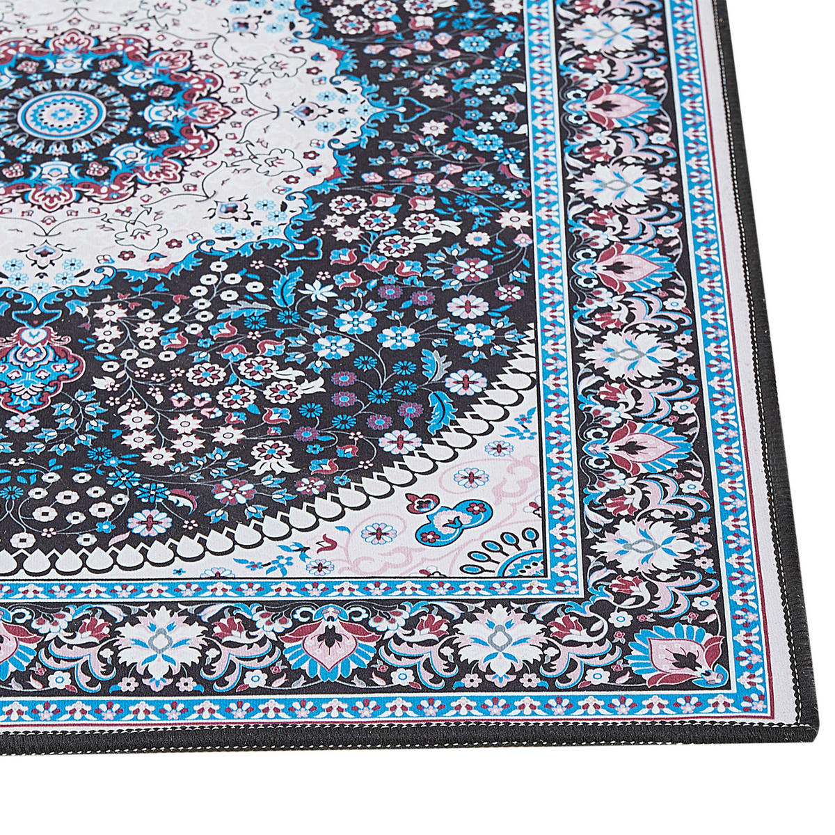 KURZFLOR-TEPPICH Blau 80/240 cm Gediz - Blau/Schwarz, Textil (80/240cm) - Beliani