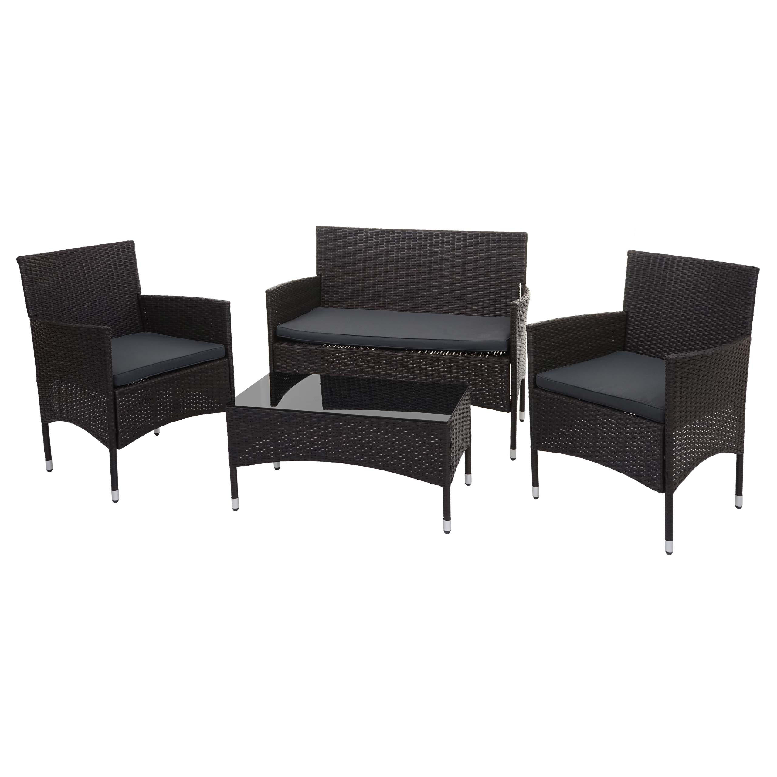 POLY-RATTAN GARNITUR Braun, Anthrazit - Anthrazit/Braun, Kunststoff - MCW