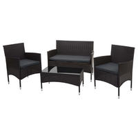 POLY-RATTAN GARNITUR Braun, Anthrazit - Anthrazit/Braun, Kunststoff - MCW