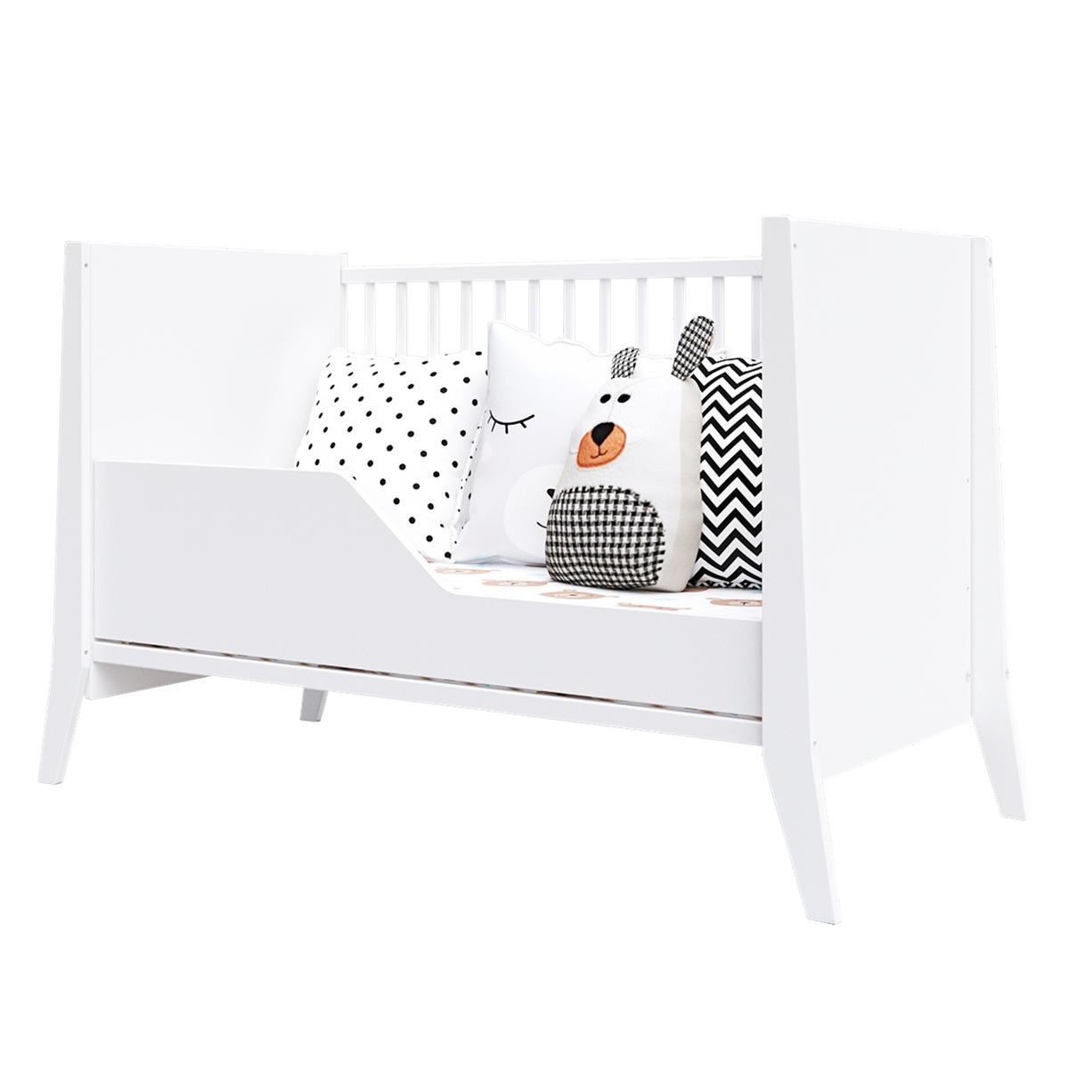 BABYBETT Zoe, Mitwachsendes, Weiß - Weiß, Holz (60/120cm) - Premiers Moments