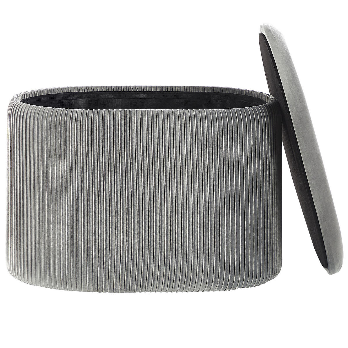 POUF Richland 35/55/41 cm - Grau, Textil (55/41/35cm) - Beliani
