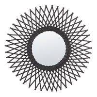 WANDSPIEGEL Rattan schwarz Sonnenform 60 cm Tagolu - Schwarz, Naturmaterialien (60/60/1cm) - Beliani