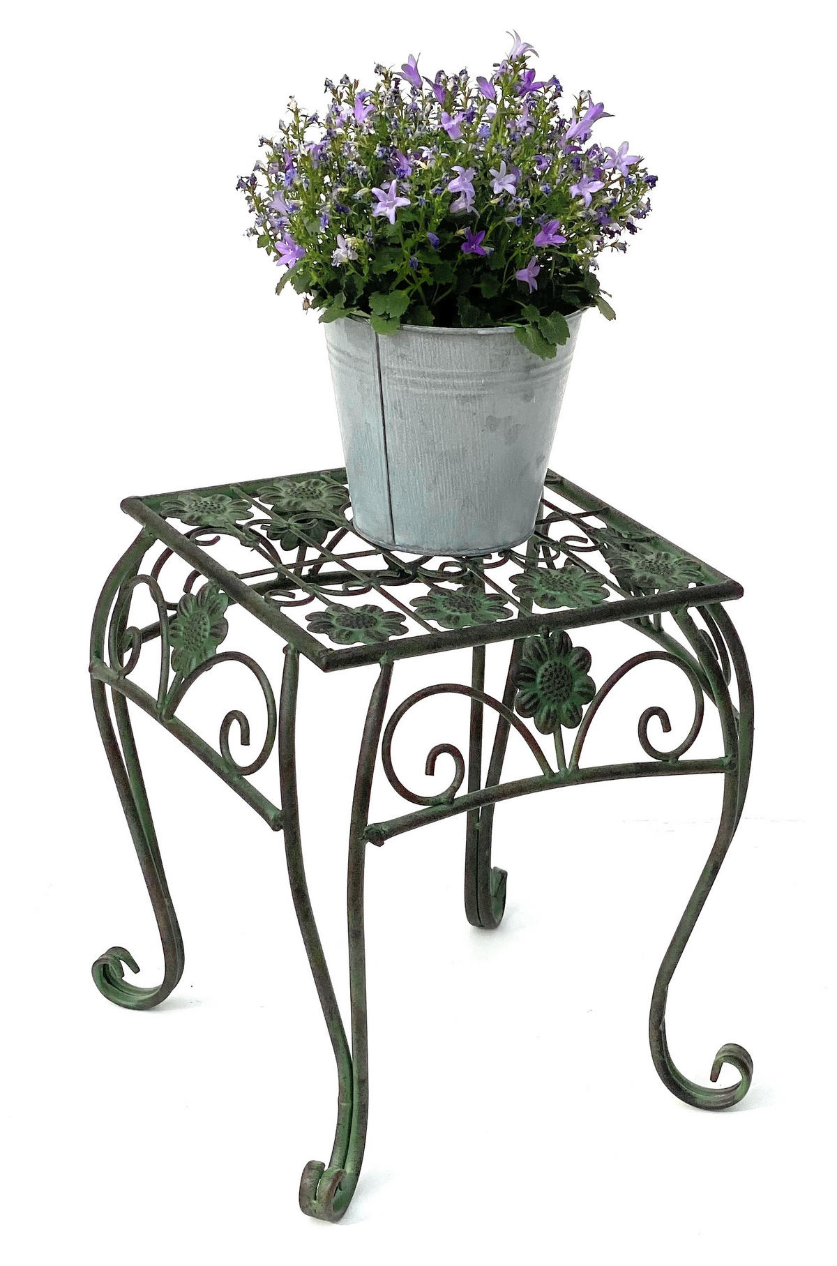 BLUMENHOCKER eckig Metall Grün 29,5/29,5/32 cm - Grün, Metall (29.5/32/29.5cm) - DanDiBo