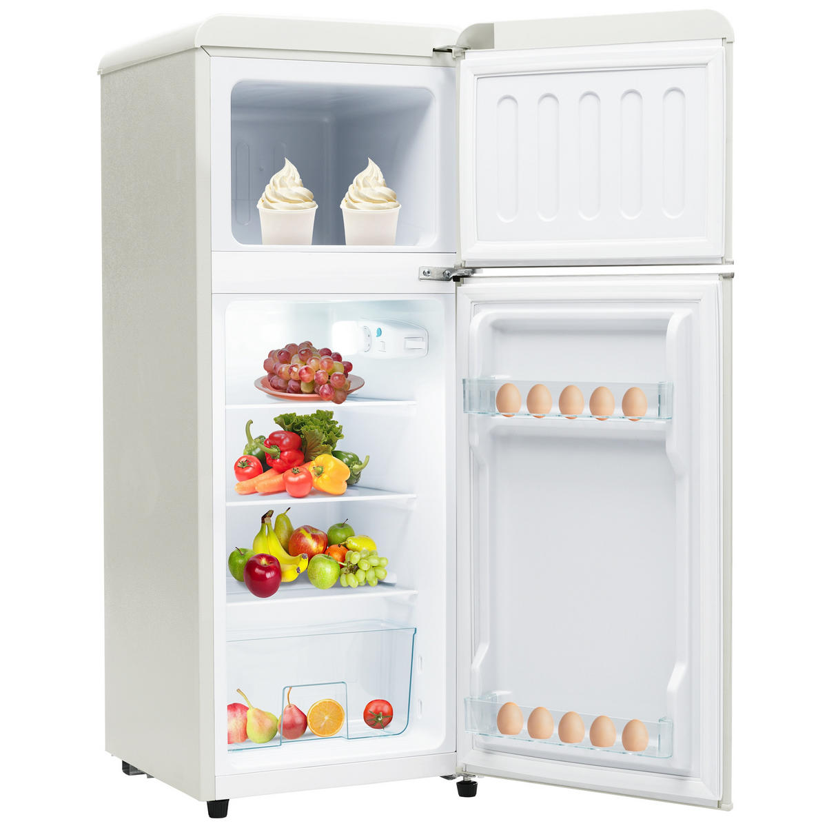 KÜHL-GEFRIER-KOMBINATION 92 l, 28 l Gefriervolumen, 105,5 x 41 cm, Energieeffizienzklasse D, Antique White - Creme, Kunststoff (45.5/105.5/41cm) - FOHERE