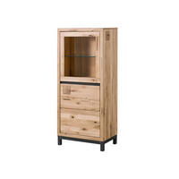 VITRINE Wildeiche 65x40x148 bianco geölt VILLANDERS #204 - Beige, Holz (65/148/40cm) - Massivmoebel24