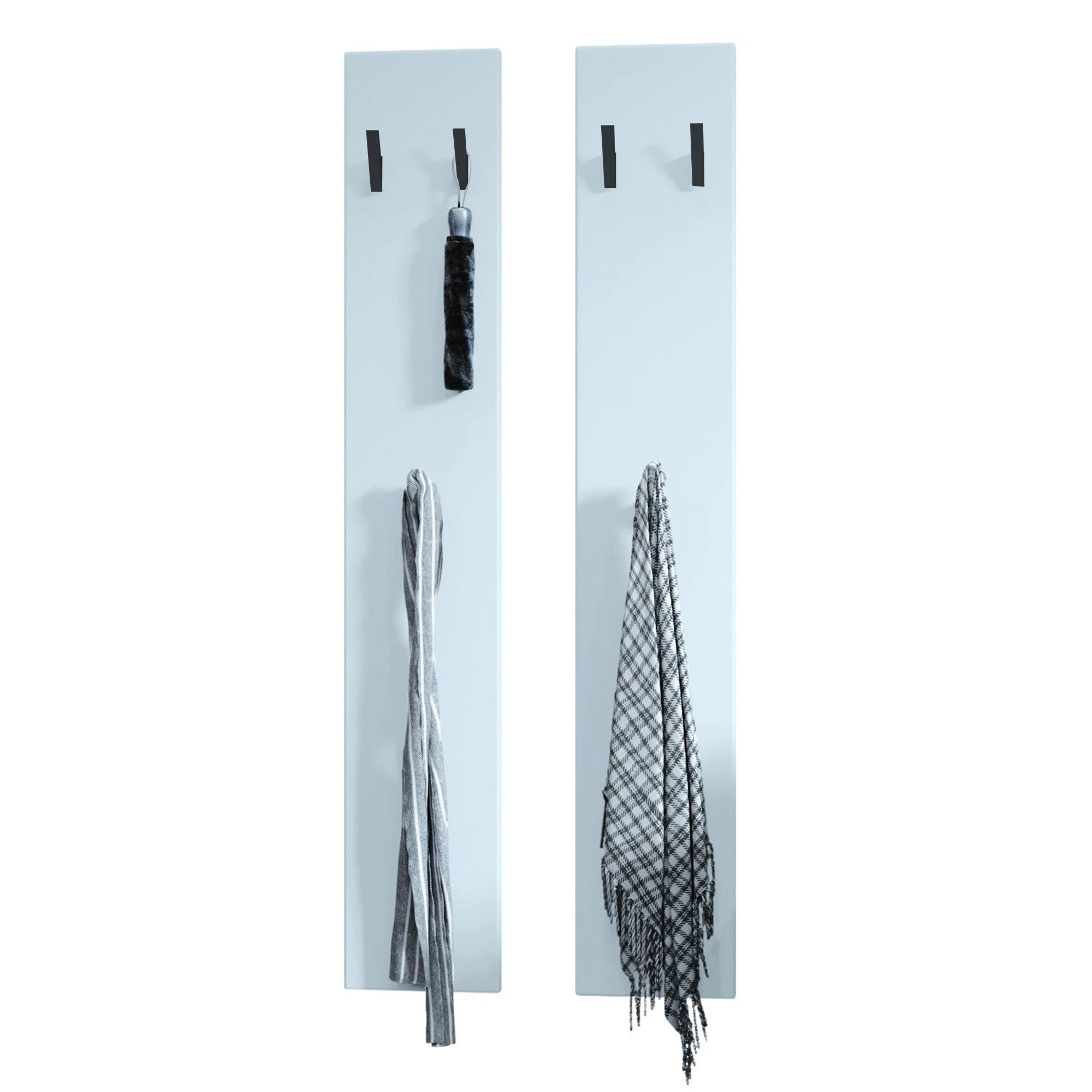 GARDEROBENPANEEL Roma M140, Moderne Wandgarderobe mit 6 Kleiderhaken, Made in Germany, Wandpaneel für Flur,Weiß matt (24 x 140 x 2 cm) - Weiß, Holzwerkstoff (24/140/2cm) - InnoFurn