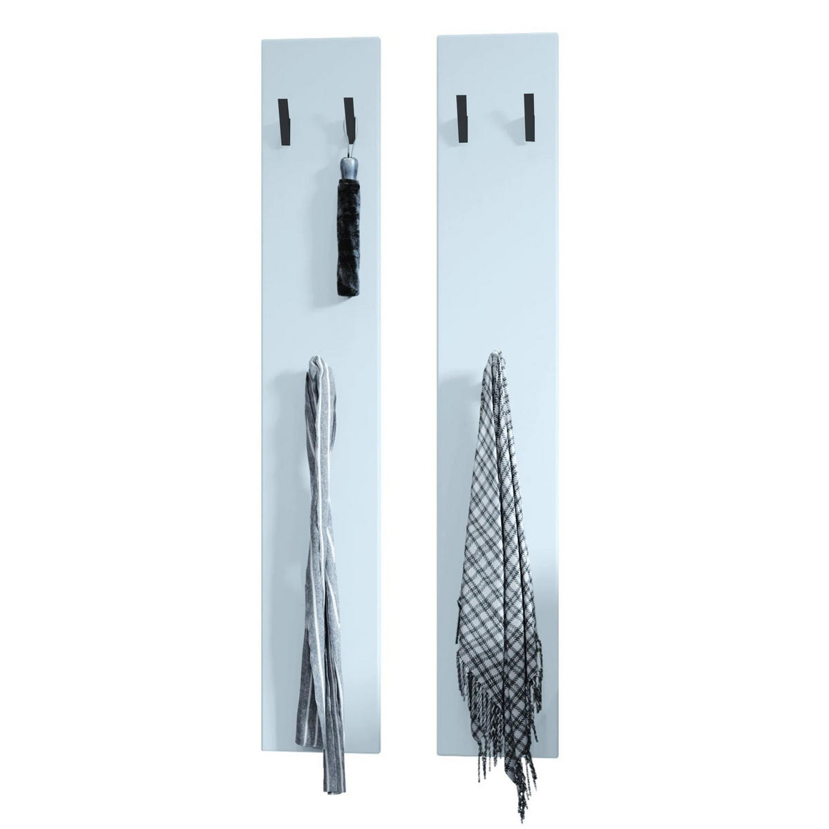 GARDEROBENPANEEL Roma M140, Moderne Wandgarderobe mit 6 Kleiderhaken, Made in Germany, Wandpaneel für Flur,Weiß matt (24 x 140 x 2 cm) - Weiß, Holzwerkstoff (24/140/2cm) - InnoFurn