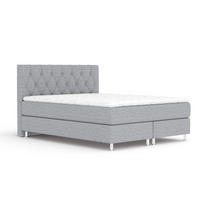 BOXSPRINGBETT Excelsior Grau 160/200 cm mit Latex-Topper - Silberfarben/Grau, Holz/Holzwerkstoff (160/200cm) - Maison de Reve