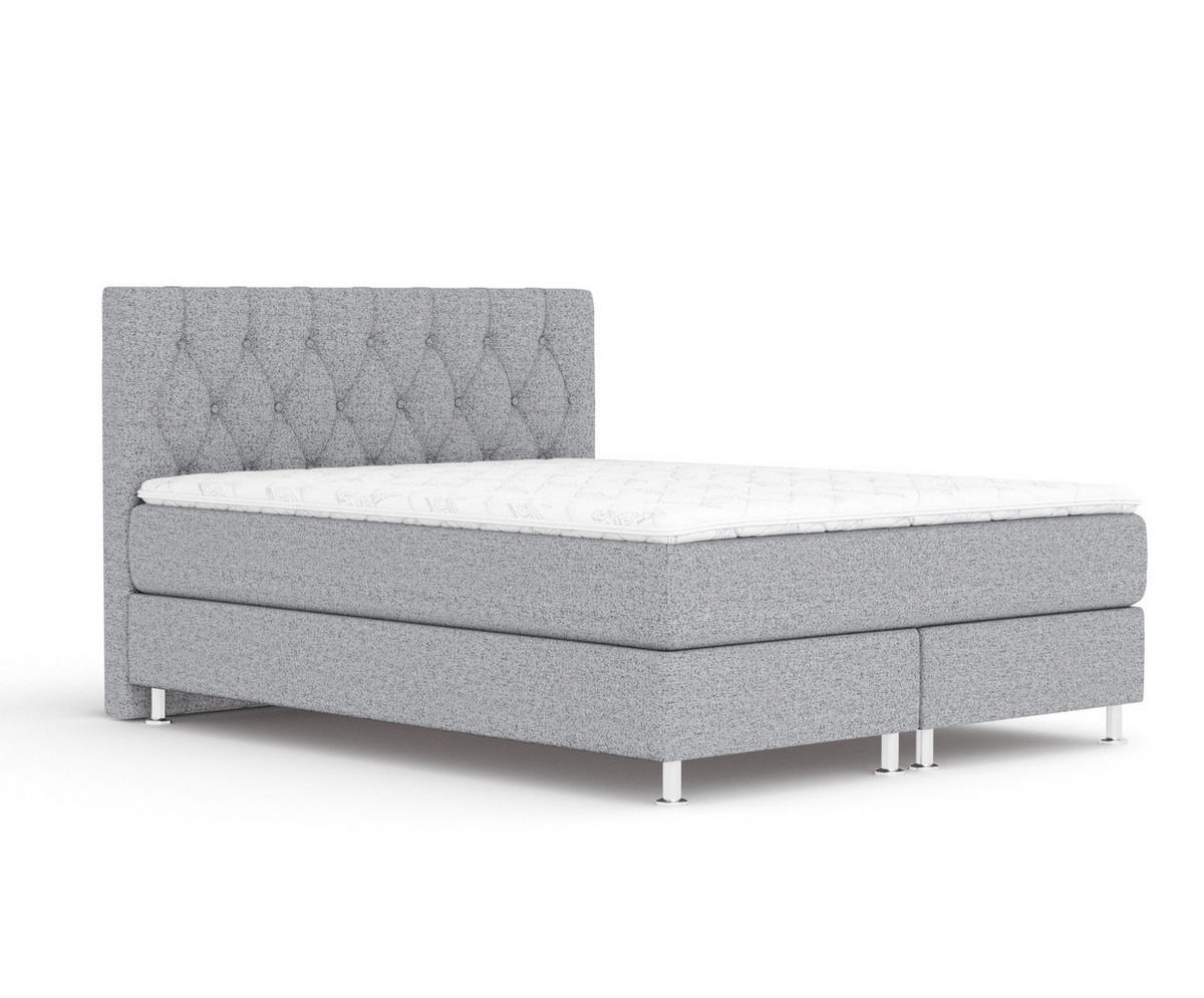 BOXSPRINGBETT Excelsior Grau 160/200 cm mit Latex-Topper - Silberfarben/Grau, Holz/Holzwerkstoff (160/200cm) - Maison de Reve