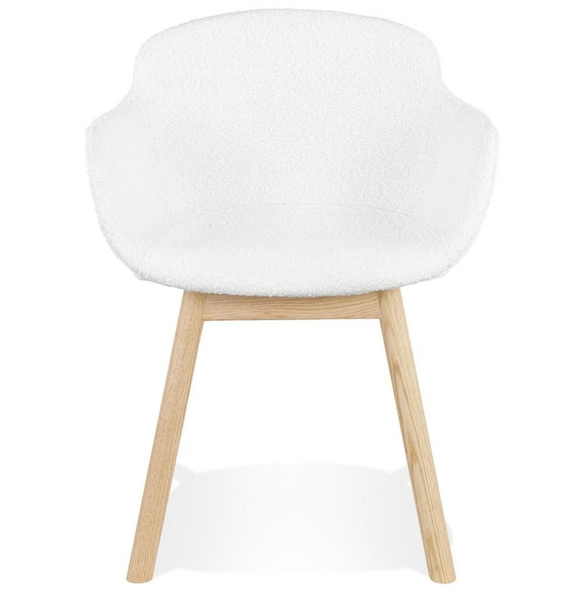 ARMLEHNSTUHL Bouclé Stoff Weiß Eiche Skandinavischer Stil ergonomisch KERANO - Beige/Weiß, Eichenholz/Textil (59/80/54cm) - KADIMA DESIGN