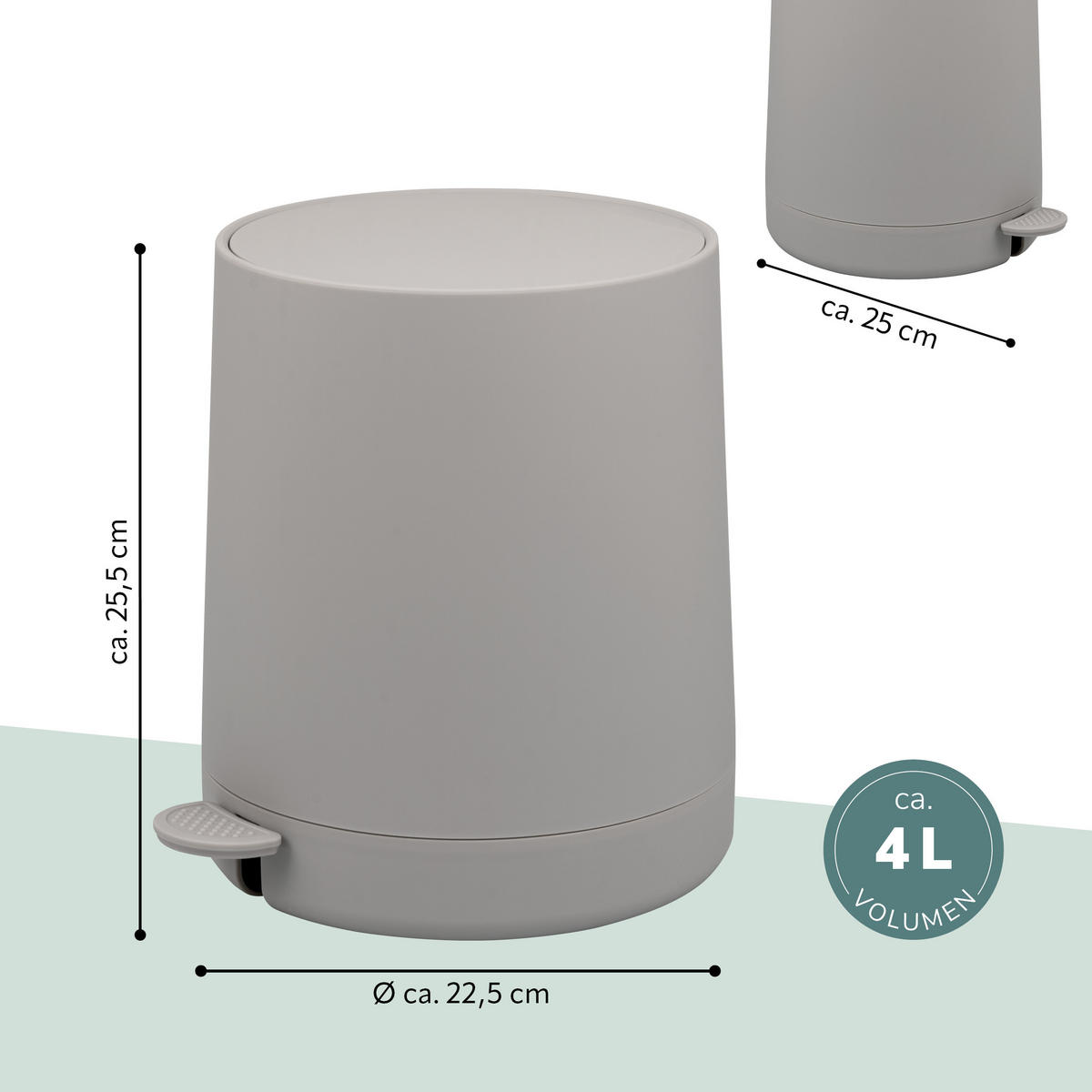 KOSMETIKEIMER TESERO, Kunststoff, taupe - Taupe, Kunststoff (22.5/25.5/25cm) - eluno