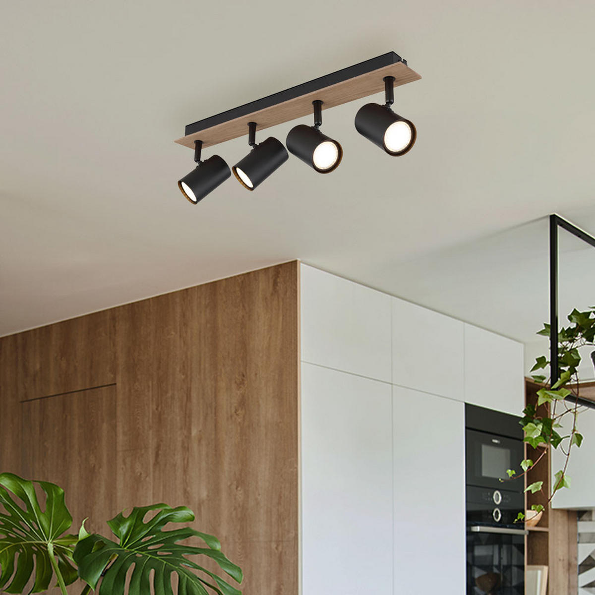LED DECKENLEUCHTE Linca Holz Schwarz - Schwarz, Metall (50/6/15.1cm) - Globo Lighting