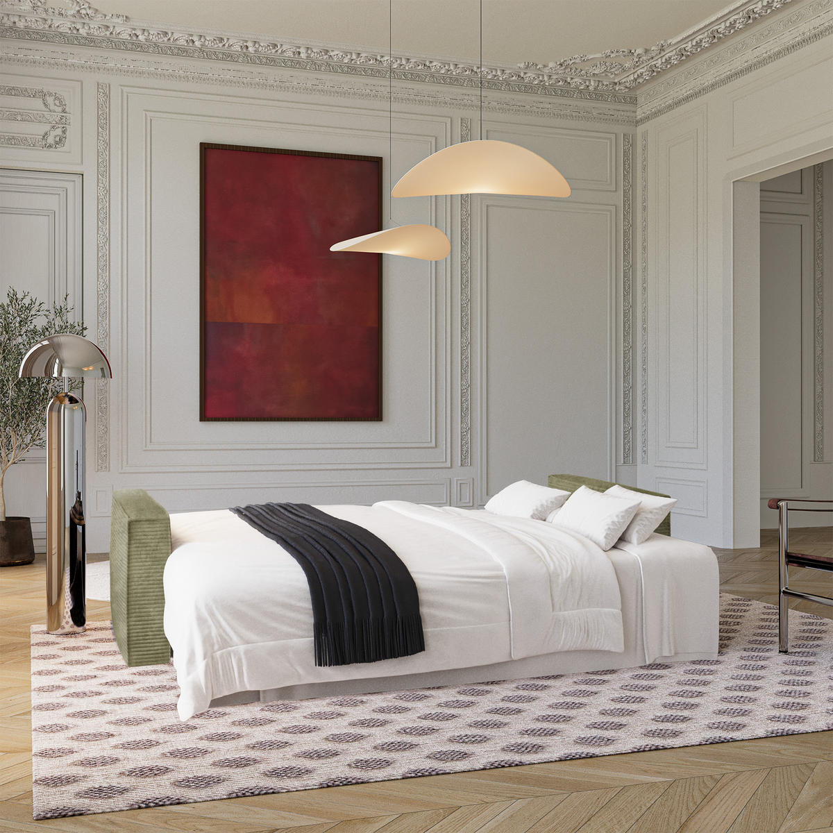 SCHLAFSOFA mit Stauraum KELY Cord Olivgrün 254cm - Olivgrün/Grün, Textil (254/78/95cm) - Premium Interiors