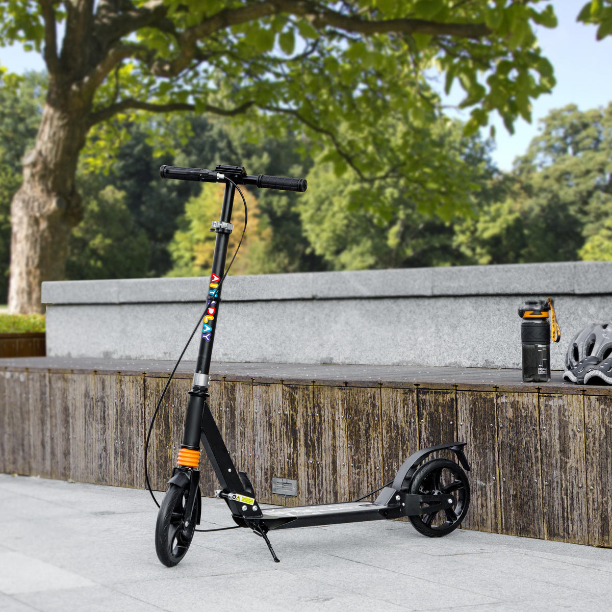 ROLLER Kinder Scooter mit verstellbar Griffen klappbar höhenverstellbar Schwarz - Schwarz, Metall (94/36/103cm) - AIYAPLAY