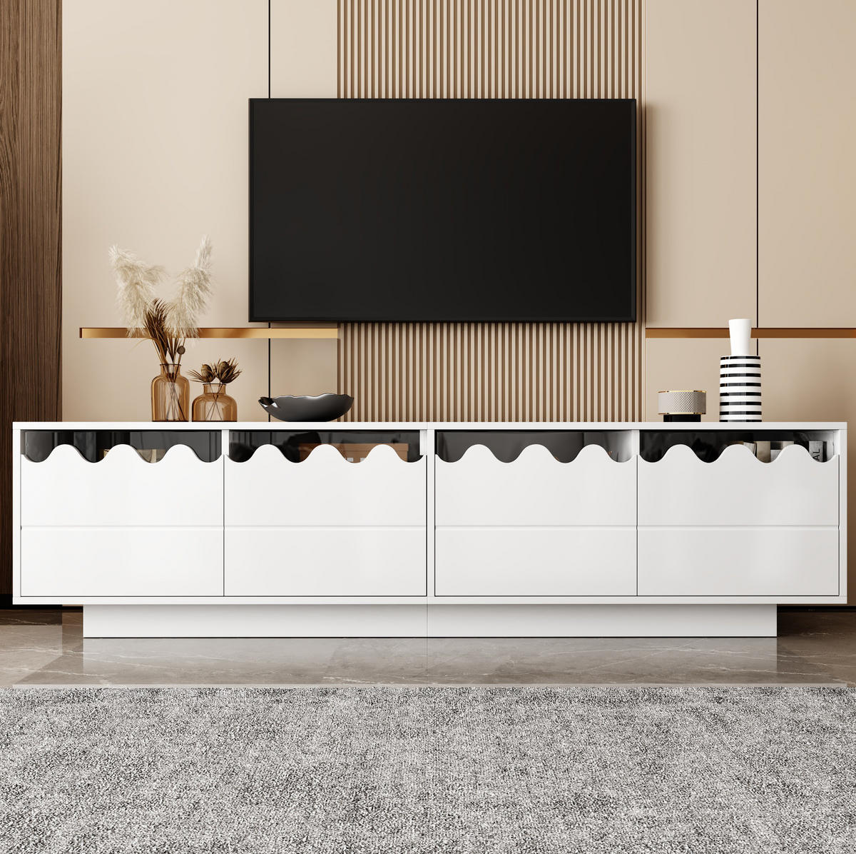 TV-ELEMENT mit 4 Türen 170 x 40 x 45 cm Weiß MDF/Spanplatte - Weiß, Holzwerkstoff (45/40/170cm) - Beauniv