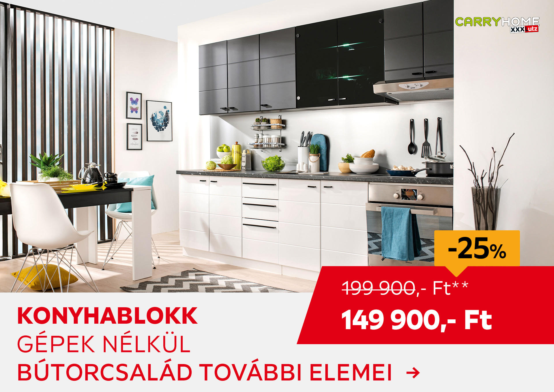 KONYHABLOKK GÉPEK NÉLKÜL Kiemelt termék 199900 Ft.- helyett 149900 Ft.-