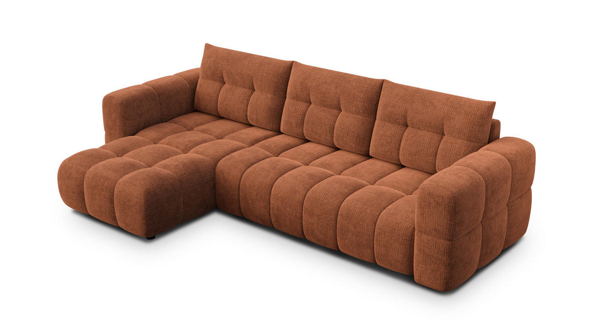 ECKSOFA CLOUDI 4-Sitzer links, rostrot - Schwarz/Orange, Holz/Textil (294/160cm) - Courtois Laville