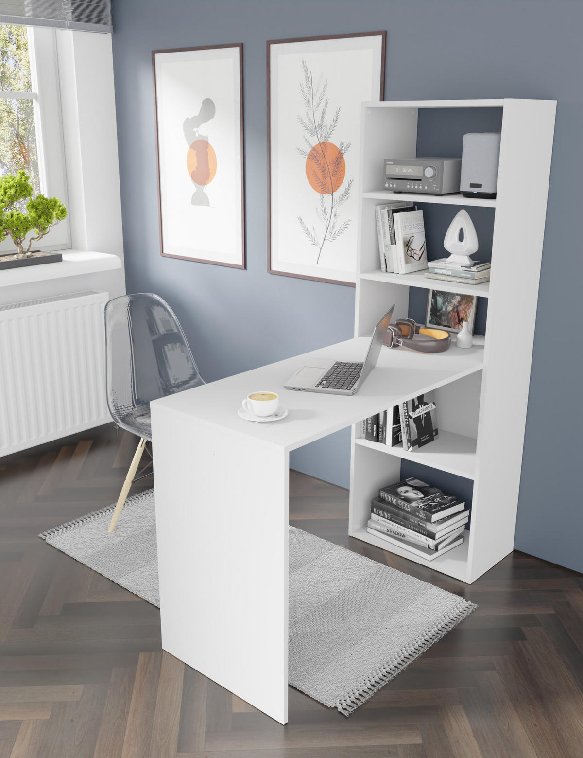 SCHREIBTISCH Weiß 50/150/120 - Weiß, Holzwerkstoff (120/50/150cm) - RAUMHIRSCH FURNITURE